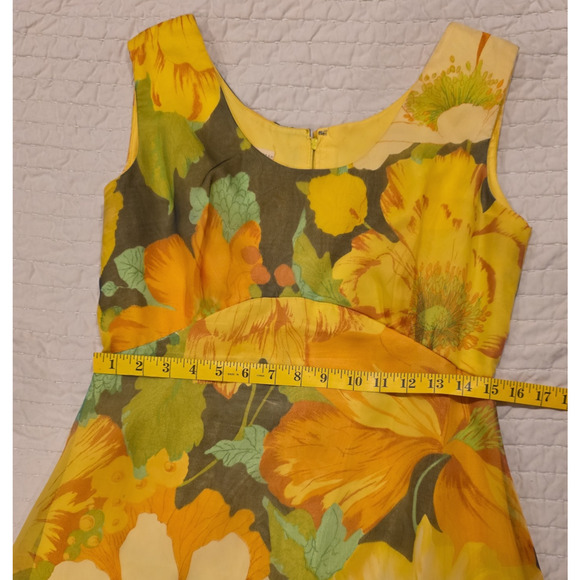 70s VTG Yellow Floral Maxi Dress + Sheer Coat Set Boho Cottagecore Festival Gown - Picture 4 of 15